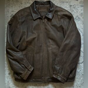 Men’s Vintage Croft & Barrow Brown Leather Bomber Jacket